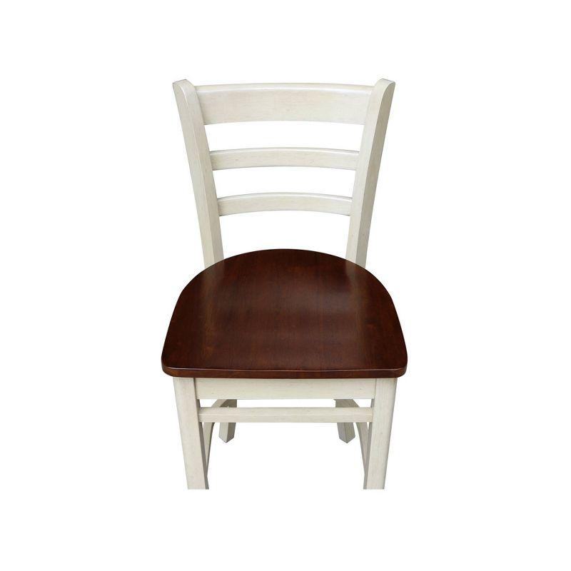 International Concepts 24" Emily Counter Height Barstool Antiqued Almond/Espresso: Hardwood Frame, Ladder-Back Design