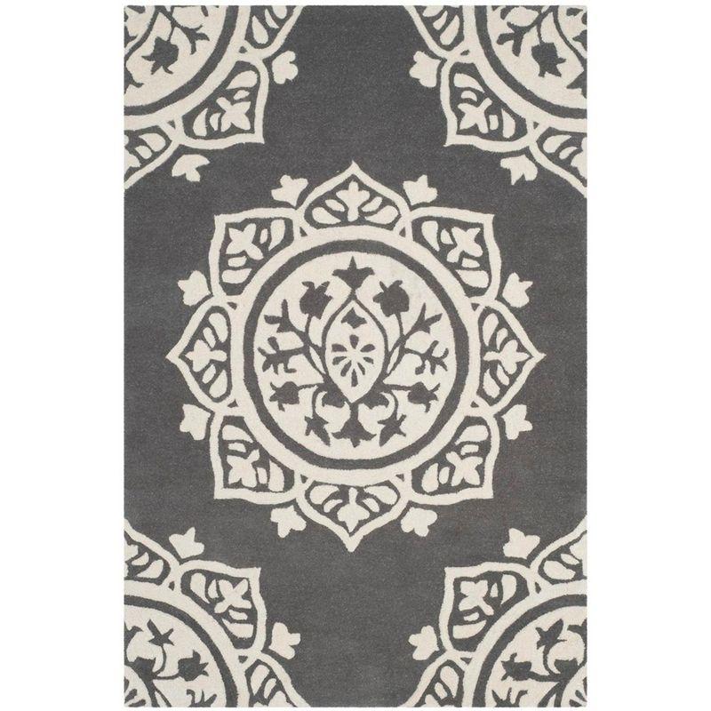 Bella BEL136 Hand Tufted Indoor Area Rug - Dark Grey/Ivory - 4'x6' - Safavieh