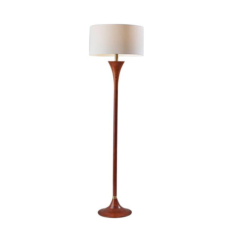 Rebecca Floor Lamp Walnut Rubberwood with Antique Brass Accent - Adesso: Tapered Design, Rotary Switch