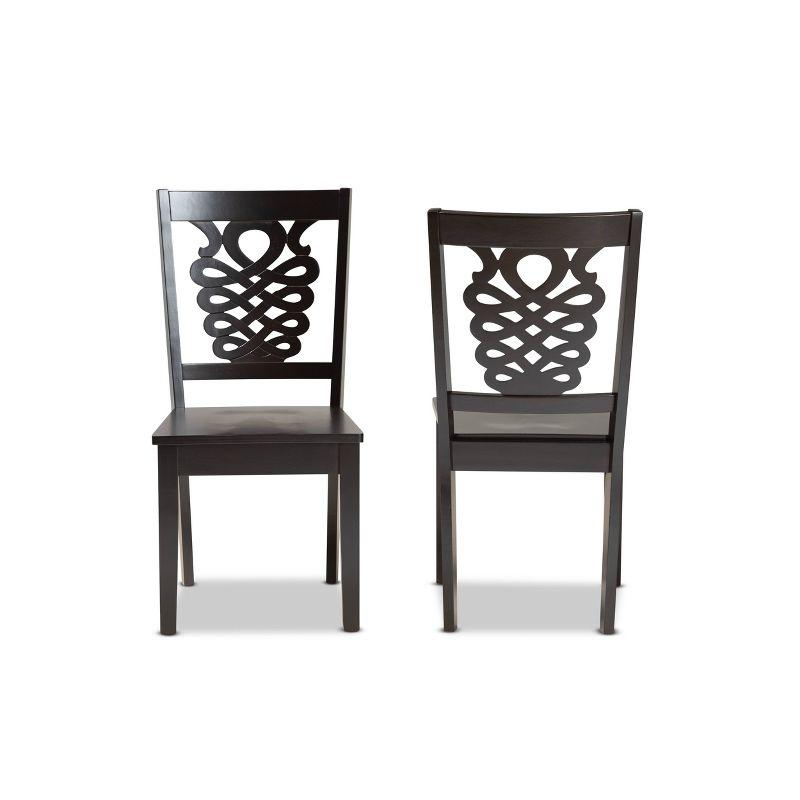 2pc GervaisTransitional Wood Dining Chair Set Brown - Baxton Studio: Polyester Upholstery, Spot Clean, Armless