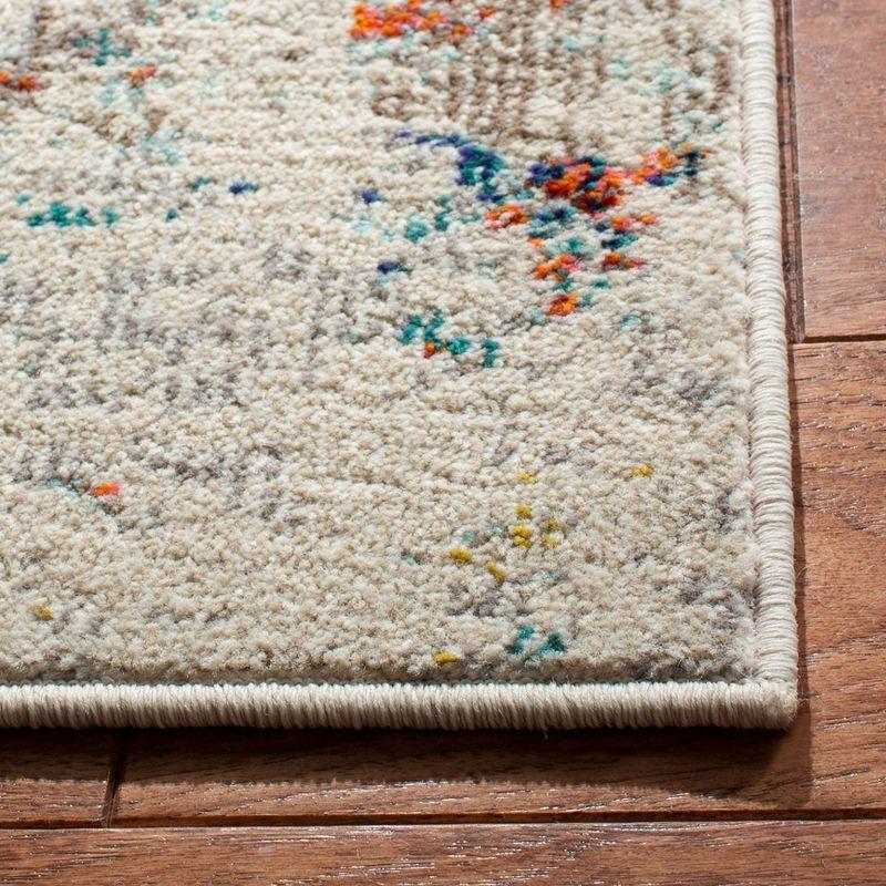 Cream and Orange Flat Woven Synthetic Area Rug