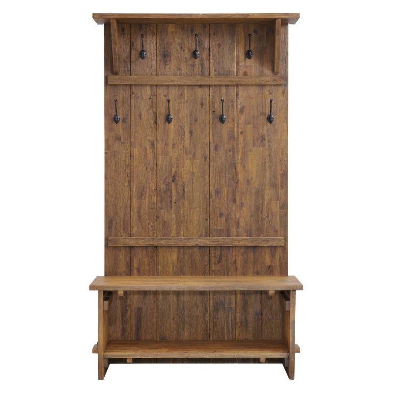 Bethel 70" Rustic Acacia Wood Hall Tree with Storage