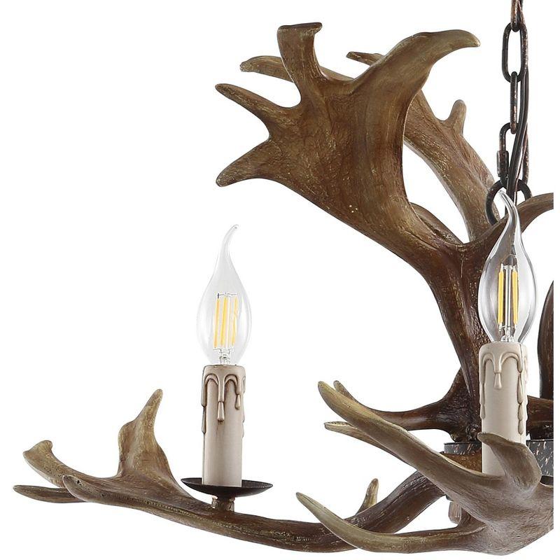 JONATHAN Y Speller 27" Adjustable Resin Antler 3-Light LED Chandelier, Brown