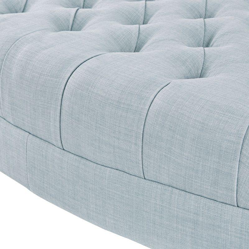 Madison Park Mathew Surfboard Tufted Ottoman Dusty Blue: Polyester Upholstery, Plywood Frame