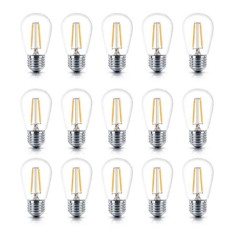 Clear Dimmable LED Edison Bulbs for Outdoor String Lights, 15-Pack