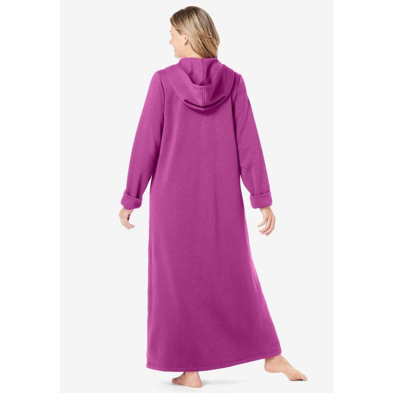 Dreams & Co. Women's Plus Size Petite Long Hooded Fleece Sweatshirt Robe