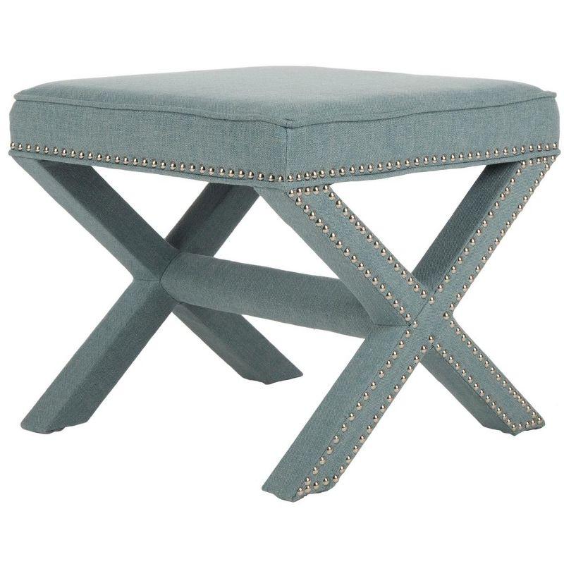 Palmer Ottoman W/ Silver Nail Heads - Sky Blue - Safavieh