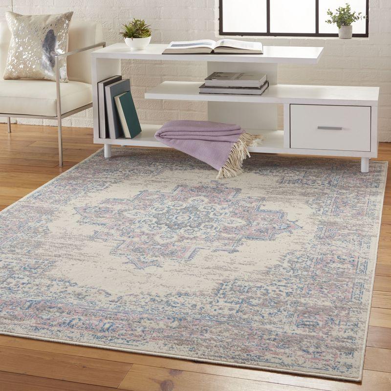Nourison Grafix GRF14 Ivory/Pink Area Rug 3'9" x 5'9"