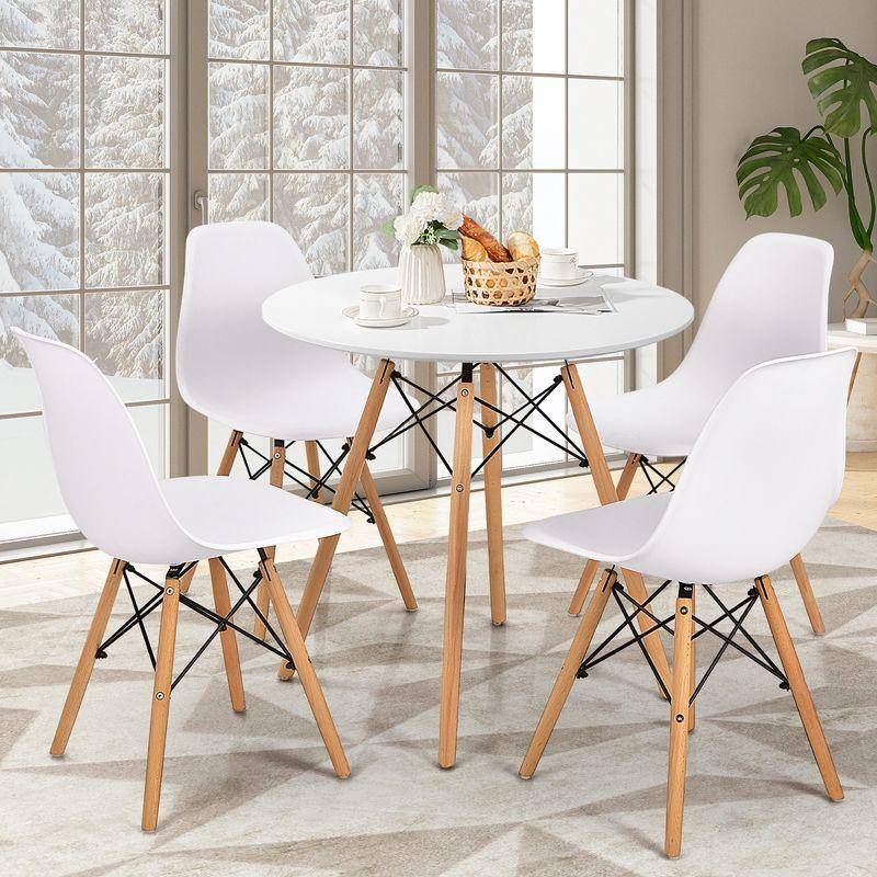 White Round Dining Table with Beech Wood Legs