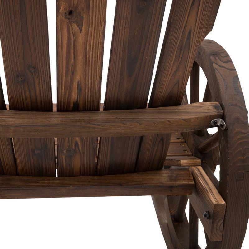 Outsunny Adirondack Rocking Chair with Slatted Design and Oversized Back for Porch, Poolside, or Garden Lounging, Brown