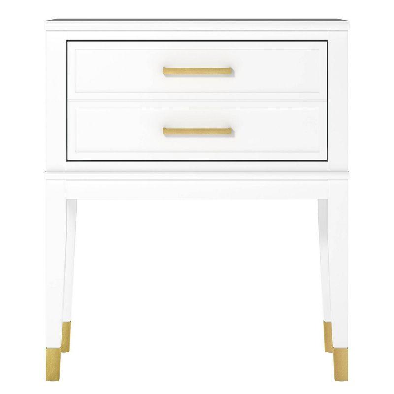 Westerleigh Sophisticated White End Table with Gold Accents
