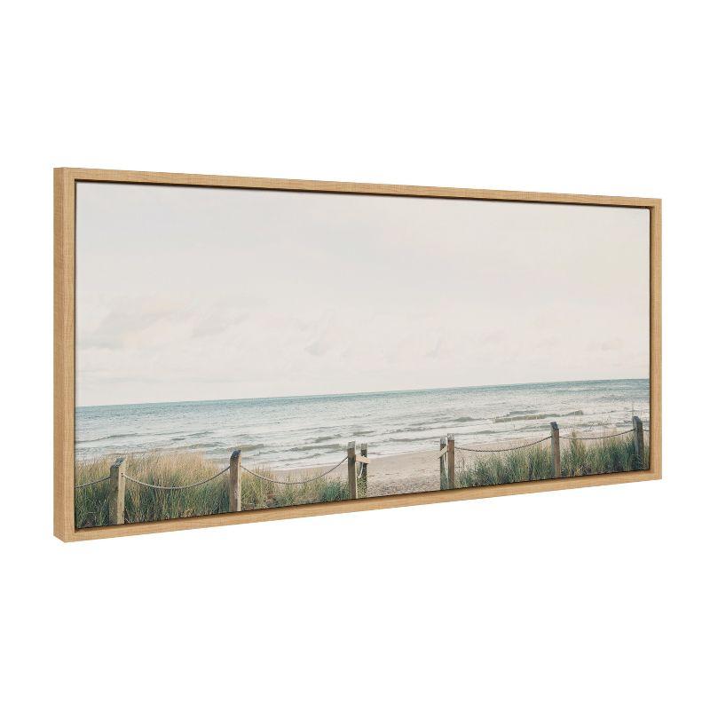 Pale Sky Coastal Skyline Canvas Print with Natural Frame