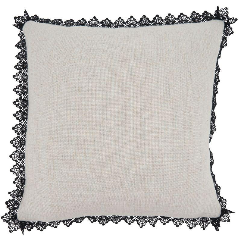 Saro Lifestyle Trick Or Treat Pillow - Down Filled, 16" Square, Natural