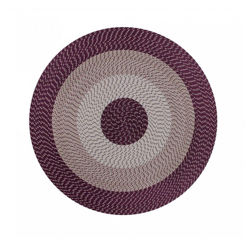 Burgundy Stripe Round Braided Reversible Rug, 96"