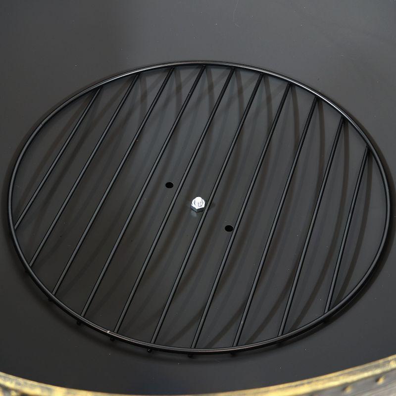 SunnyDaze Decor 30" Wood-Burning Black Finish Steel Fire Pit Bowl with Screen, Grate, and Poker