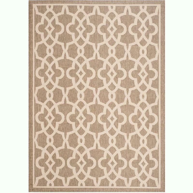 Courtyard CY6071 Power Loomed Indoor and Outdoor Area Rug - Mocha/Beige - 5'3"x7'7" - Safavieh