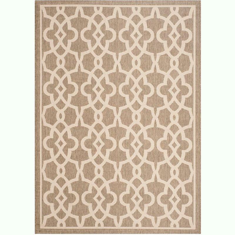 Mocha & Beige Easy-Care Synthetic 5'3" x 7'7" Indoor/Outdoor Rug