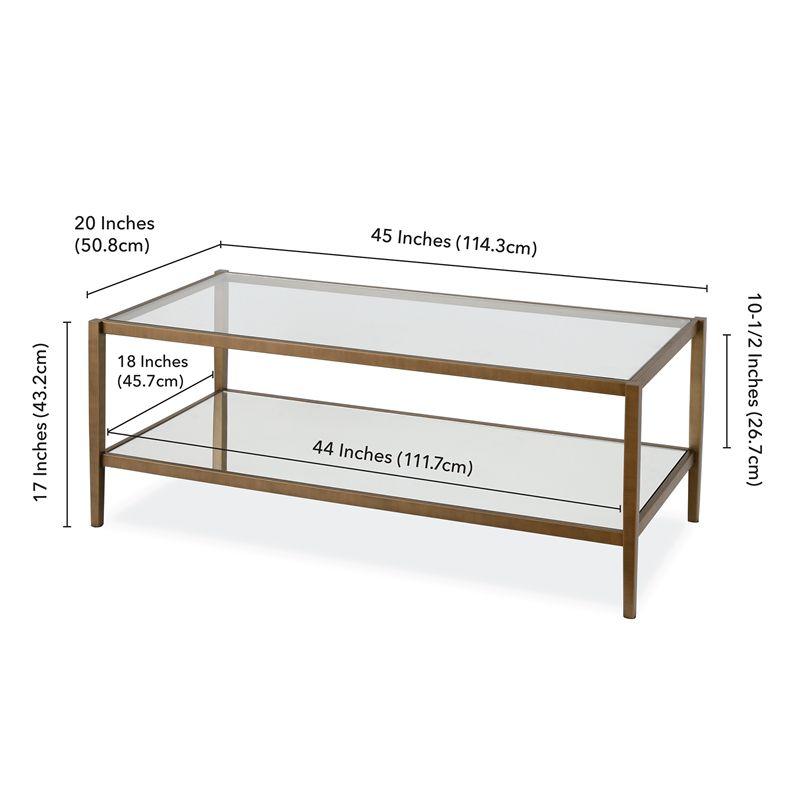 Modern Rectangle Coffee Table in Brass and Gold with Mirrored Shelf - Henn&Hart