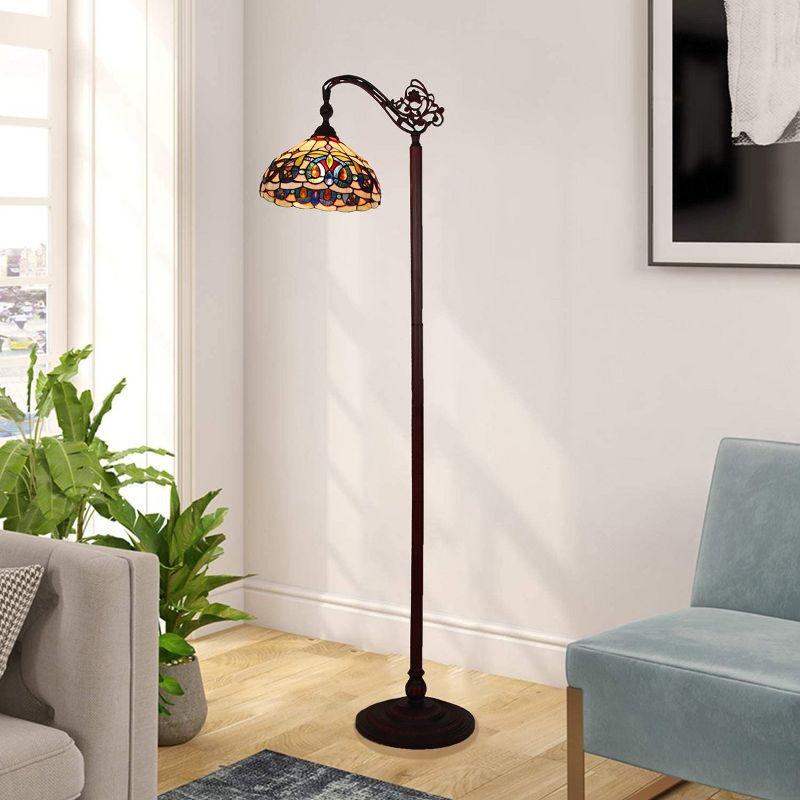 Chloe Lighting Serenity 1-Light Victorian Tiffany-Style Reading Floor Lamp with 11" Stained Glass Shade in Dark Bronze