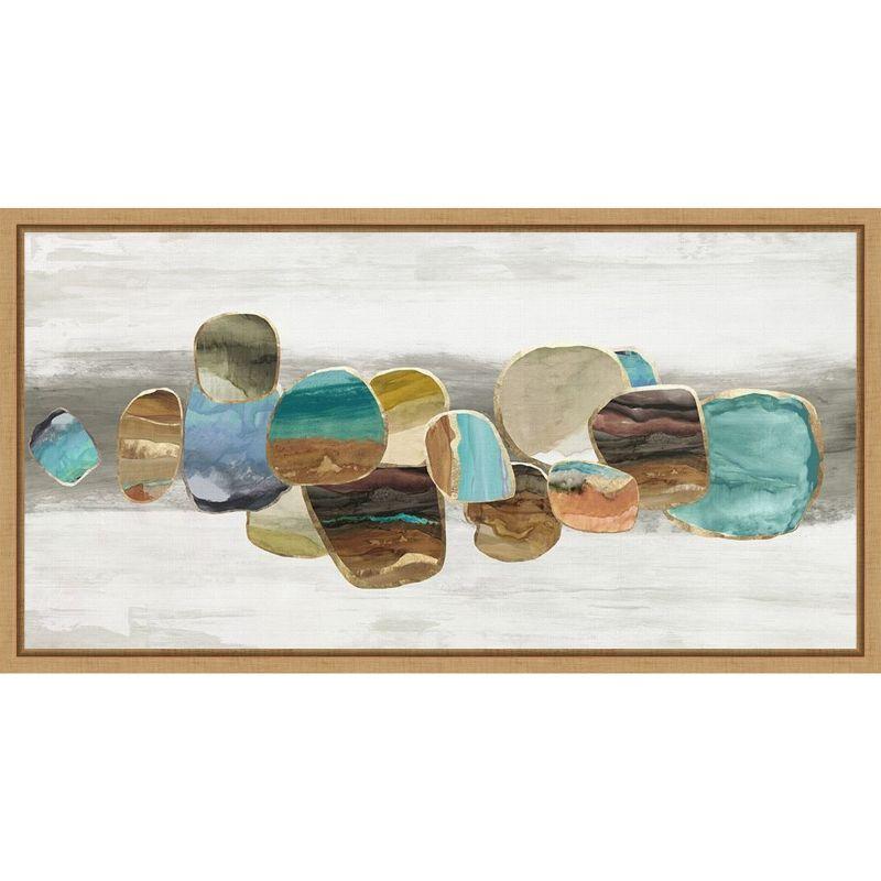 Multicolored Abstract Stones Canvas Wall Art with Maple Frame