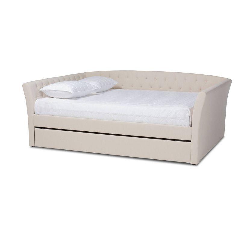 Delora Upholstered Daybed with Trundle Beige - Baxton Studio