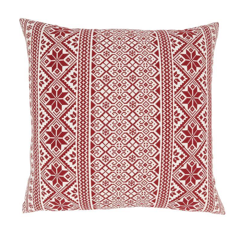 Red and White Cotton Christmas Pattern Throw Pillow Cover