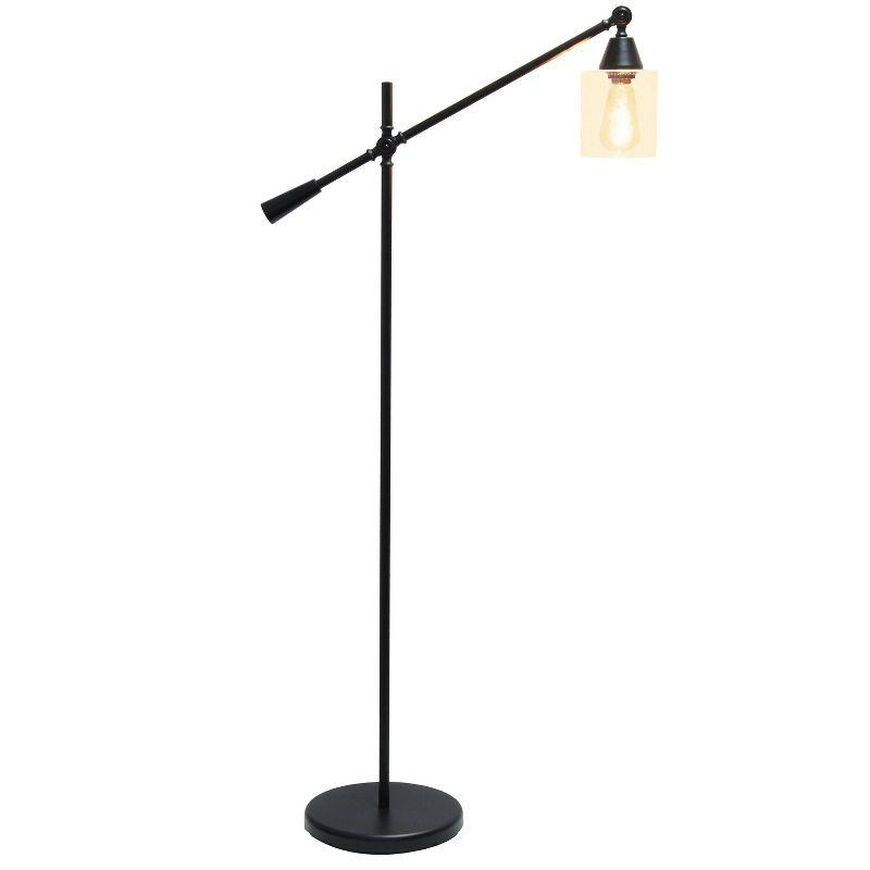 Swing Arm Floor Lamp with Glass Cylindrical Shade - Lalia Home