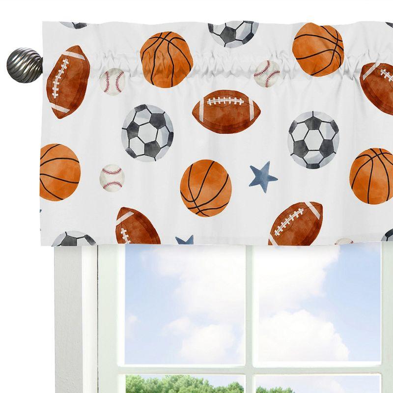 Sports Print Tailored 54'' W Window Valance in Red/Blue