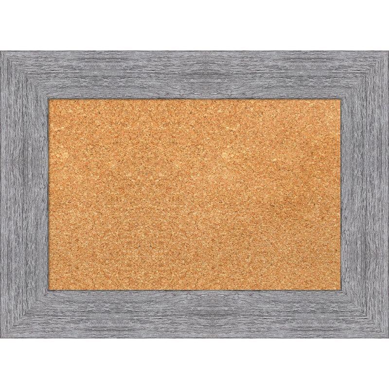 Rustic Gray Framed Natural Cork Bulletin Board