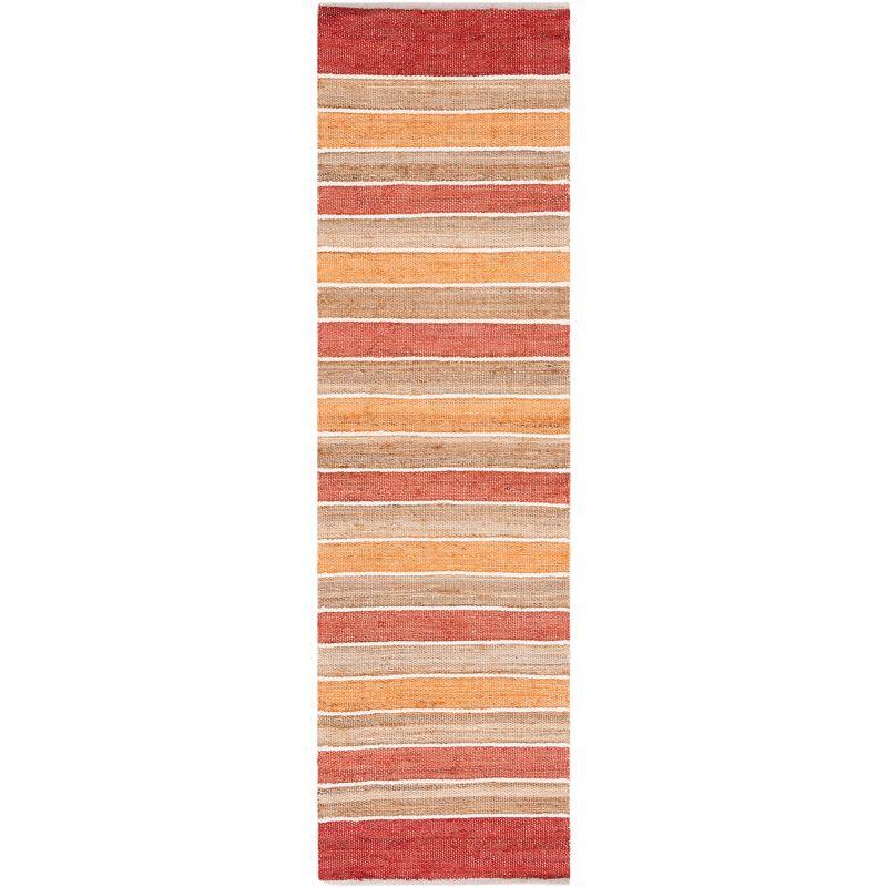 Handwoven Red and Rust Wool Striped Kilim Rug - 2' 3" x 8'