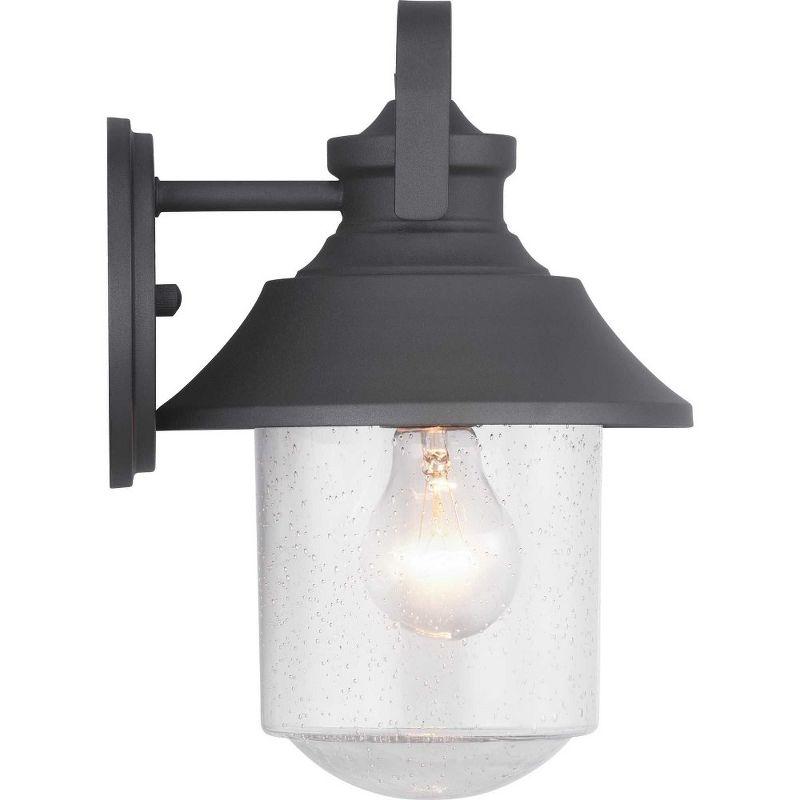 Progress Lighting Weldon 1-Light Medium Wall Lantern in Black with Clear Seeded Glass Shade