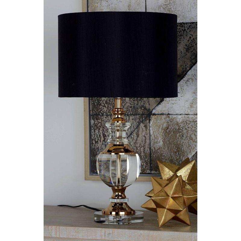 Glass Table Lamp with Drum Shade Black - Olivia & May: Gold Accents, No Assembly Required, 24" Height