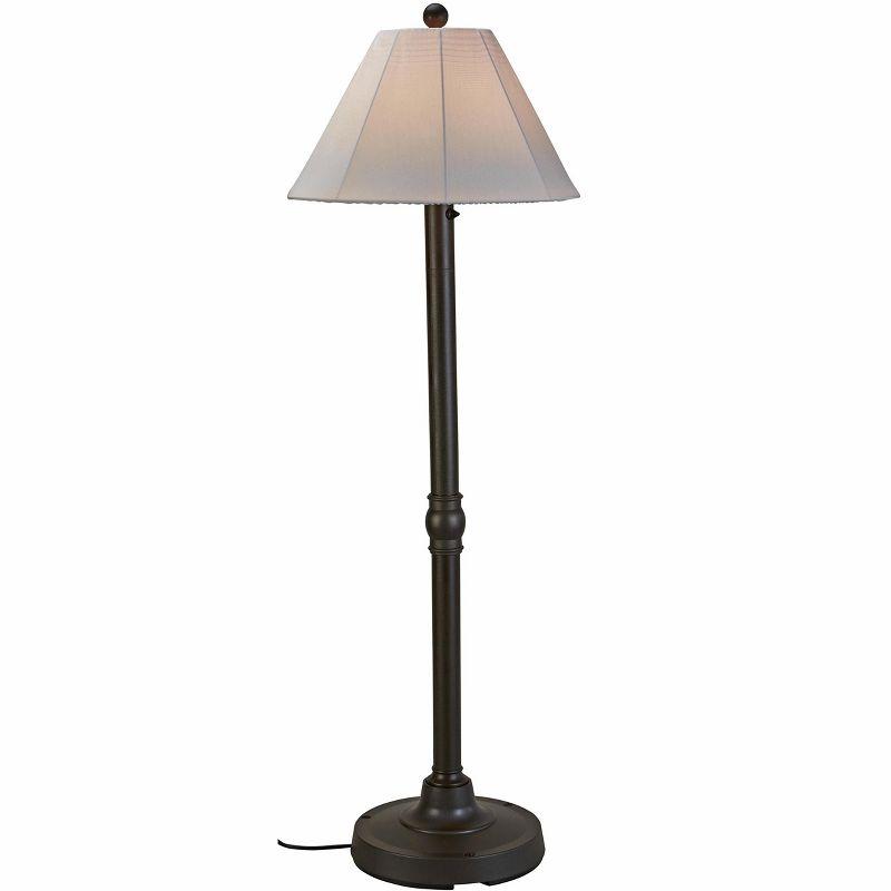 Patio Living Concepts Malibu 60 Outdoor Floor Lamp with 2 Bronze Resin Body and Natural Canvas Sunbrella Shade Cover