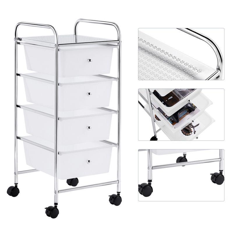 Yaheetech Drawers Rolling Storage Cart Metal Frame Plastic Drawers for Office/Home/Study