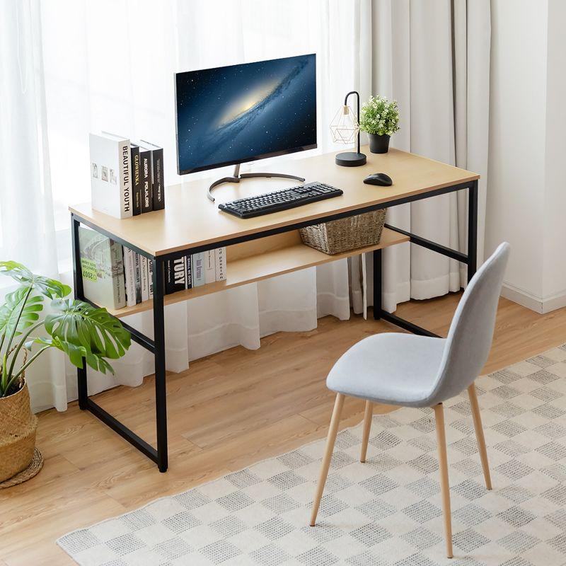 Natural Wood 55'' Computer Desk with Storage Shelf