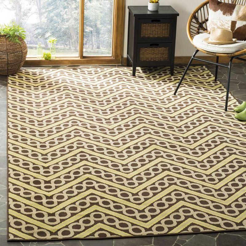 Hampton Brown and Ivory Geometric Outdoor Area Rug