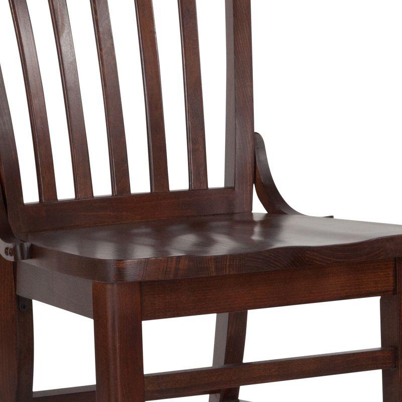 Traditional Walnut Wood Slat Back Dining Chair