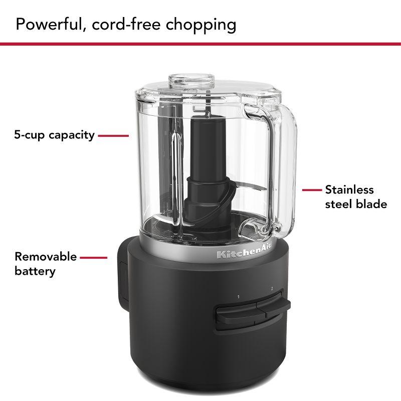 KitchenAid Go Cordless Food Chopper battery included KFCR531: 5-Cup Capacity, Stainless Steel Blades, 2 Speeds, Dishwasher-Safe