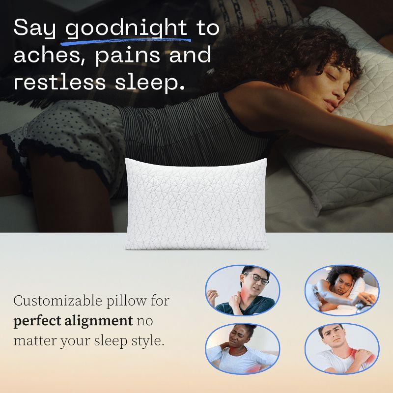 Coop Home Goods Original Adjustable Pillow, Queen Size Bed Pillows for Sleeping, Cross Cut Memory Foam - Medium Firm Back, Stomach & Side Sleeper