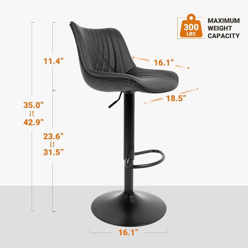 Vatros Adjustable Swivel Counter Stools with Back, Bar Stools Set of 4, Black