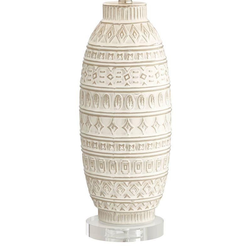 360 Lighting Cullen 31" Tall Large Modern Coastal End Table Lamp Beige Almond Ceramic Single White Shade Living Room Bedroom Bedside Nightstand House