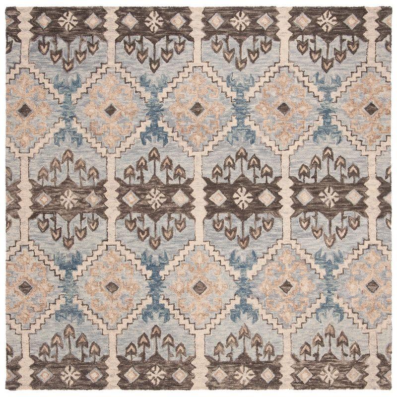 Aspen APN512 Hand Tufted Area Rug - Light Blue/Cream - 7' X 7' Square - Safavieh.