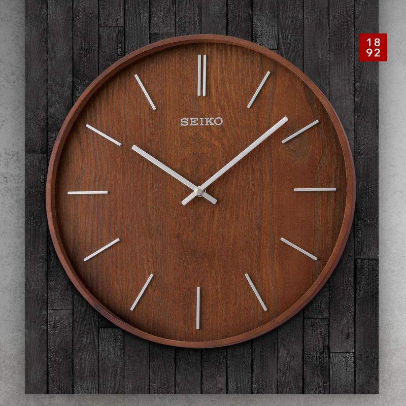 Seiko 13" Maddox Wooden Wall Clock, Brown