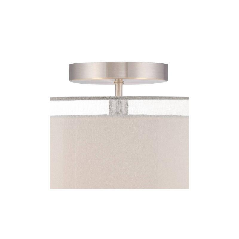 Possini Euro Design Ceiling Light Flush Mount Fixture Polished Nickel Double Drum 18" Wide for Bedroom Kitchen