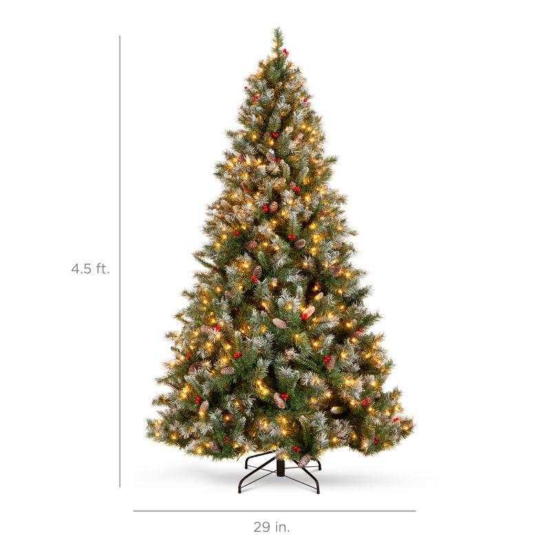 Best Choice Products Pre-Lit Pre-Decorated Holiday Christmas Tree w/ Flocked Tips, Lights, Base