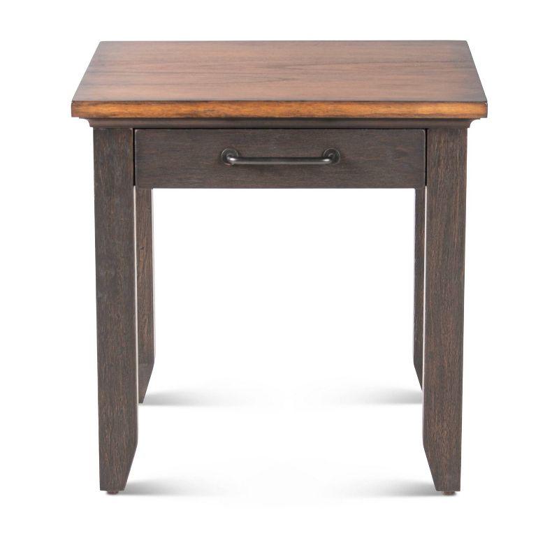Bear Creek End Table Brown - Steve Silver Co.: Rustic Ivory, Honey Top, Drawer, Tapered Legs