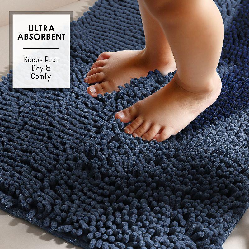 Hearth & Harbor Bathroom Rugs, Chenille Bath Mat - Navy Bath Rug, 26x44