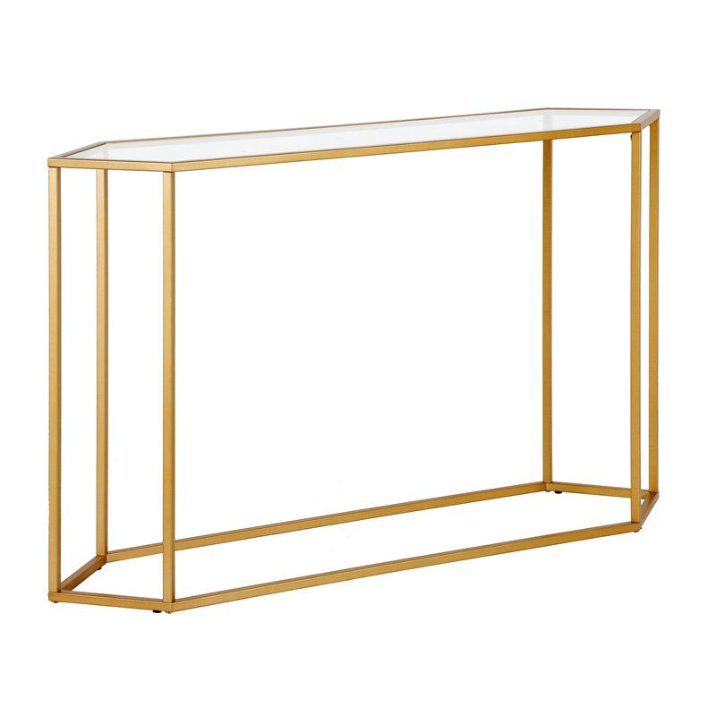 Gold Hexagonal Glass and Metal Hallway Table