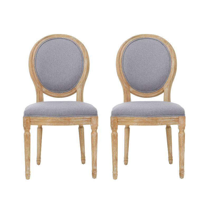 Set of 2 Phinnaeus Dining Chair Gray - Christopher Knight Home: French Country, Upholstered, Rubberwood