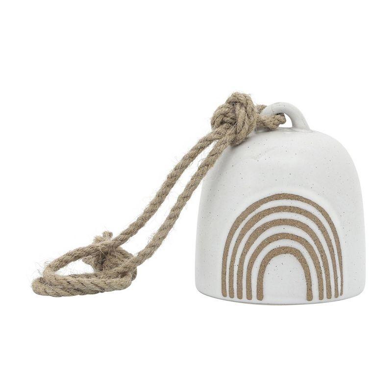 4" Ceramic Rainbow Hanging Bell White/Beige - Sagebrook Home